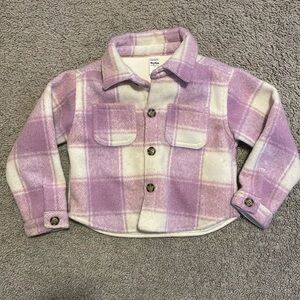 Carters - toddler girl Wool Jacket purple white button up coat